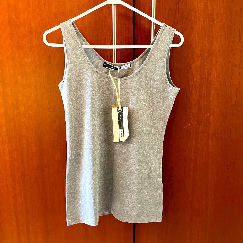 Sportmax MaxMara Metallic Silver Tank Top Camisole Cami size Small